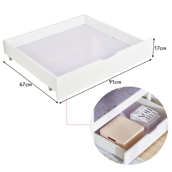 17 Stories 2X Bed Drawers Wooden Under Bed Storage Box Unit Space